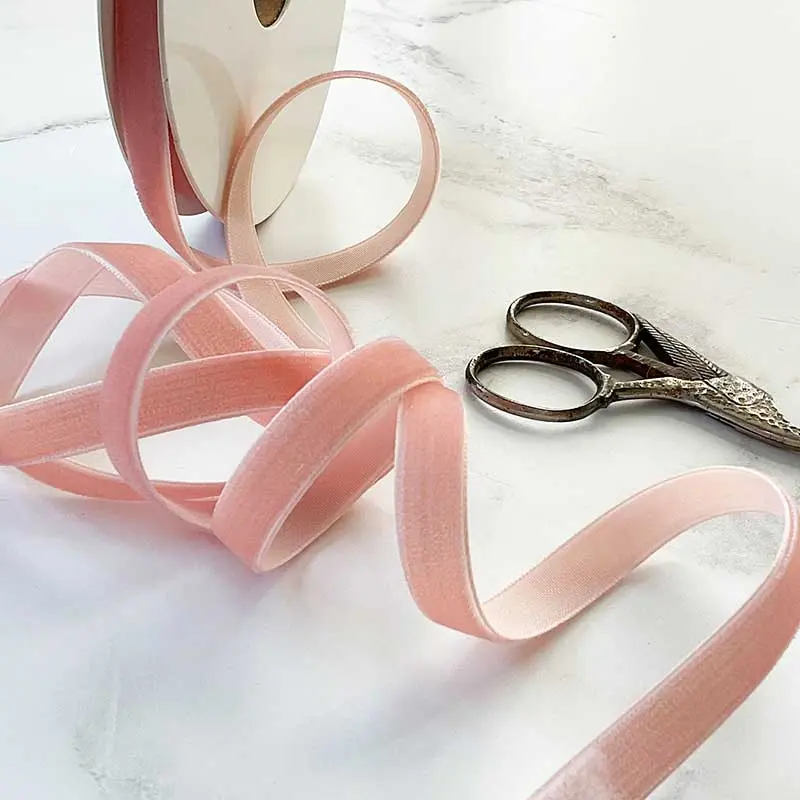 Marble Rose Velvet Ribbon - Light Pink Velvet Ribbon in Various Widths 2