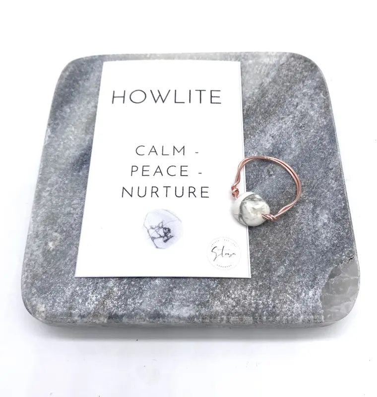 Howlite Ring,  Handmade White Crystal Ring - Natural Gemstone Wire Wrapped Jewellery - Small Gifts For Calm and Peace 4
