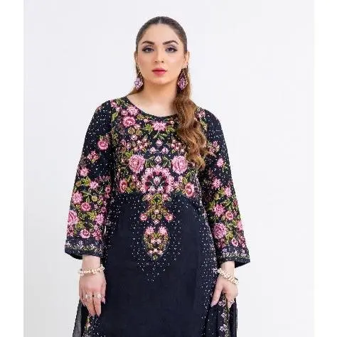 Brit 3 piece chiffon mother and daughter _8087 black ladies suit B75