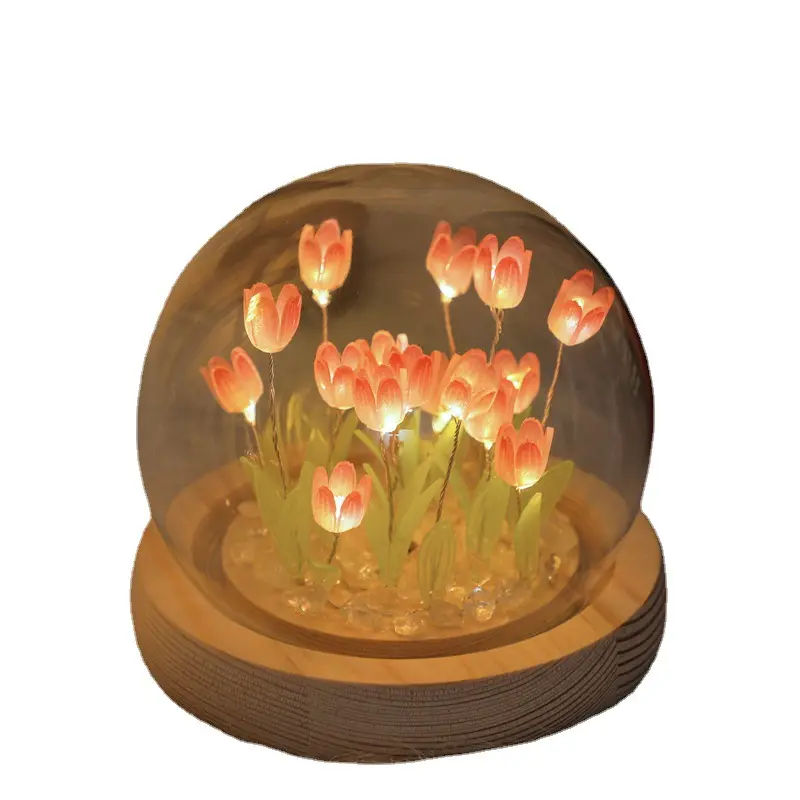 LED Tulip Flower Night Light - Handmade Bedroom Decor Lamp for Home Fairy Decor 0
