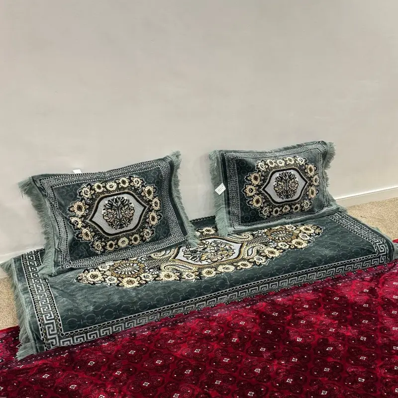 3Pcs Afghani Style Toshak / Majliss Set including (1x Hard Floor Cushion + 2x Filled Rectangle Cushions) available in various Designs and Colours!!