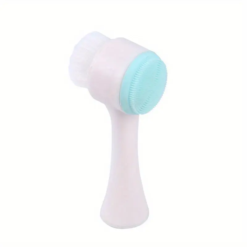 1pc Gentle Silicone Facial Cleansing Brush, Dual-Sided Soft Bristles, Manual Exfoliating Pore Cleaner for All Skin Types, Unscented, Dye-Free Makeup Remover and Blackhead Remover 2