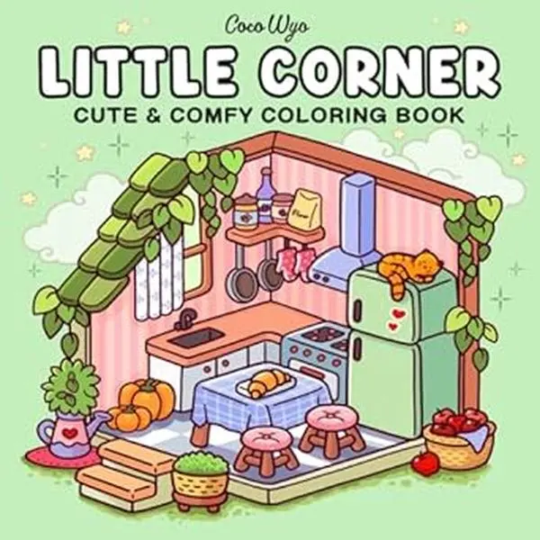 Little Corner: Cozy Spaces Coloring Book for Adults and Teens - Super Cute Designs of Hygge Spaces for Relaxation