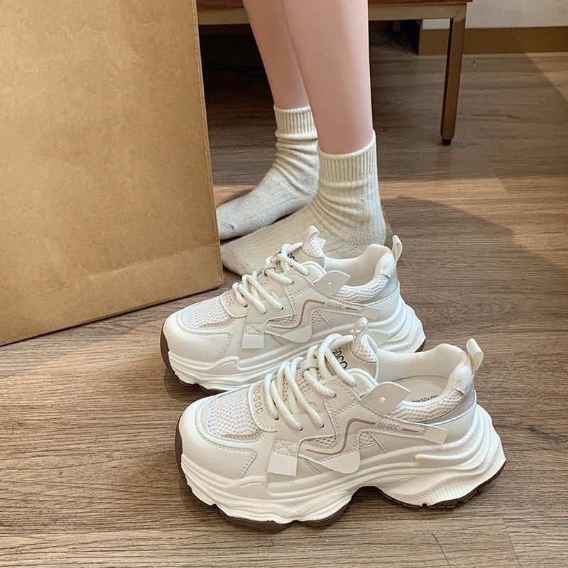 Women's shoes women's 2024 new mesh breathable running casual thick-soled heightening sports shoes Trainer Walking Shoes 2