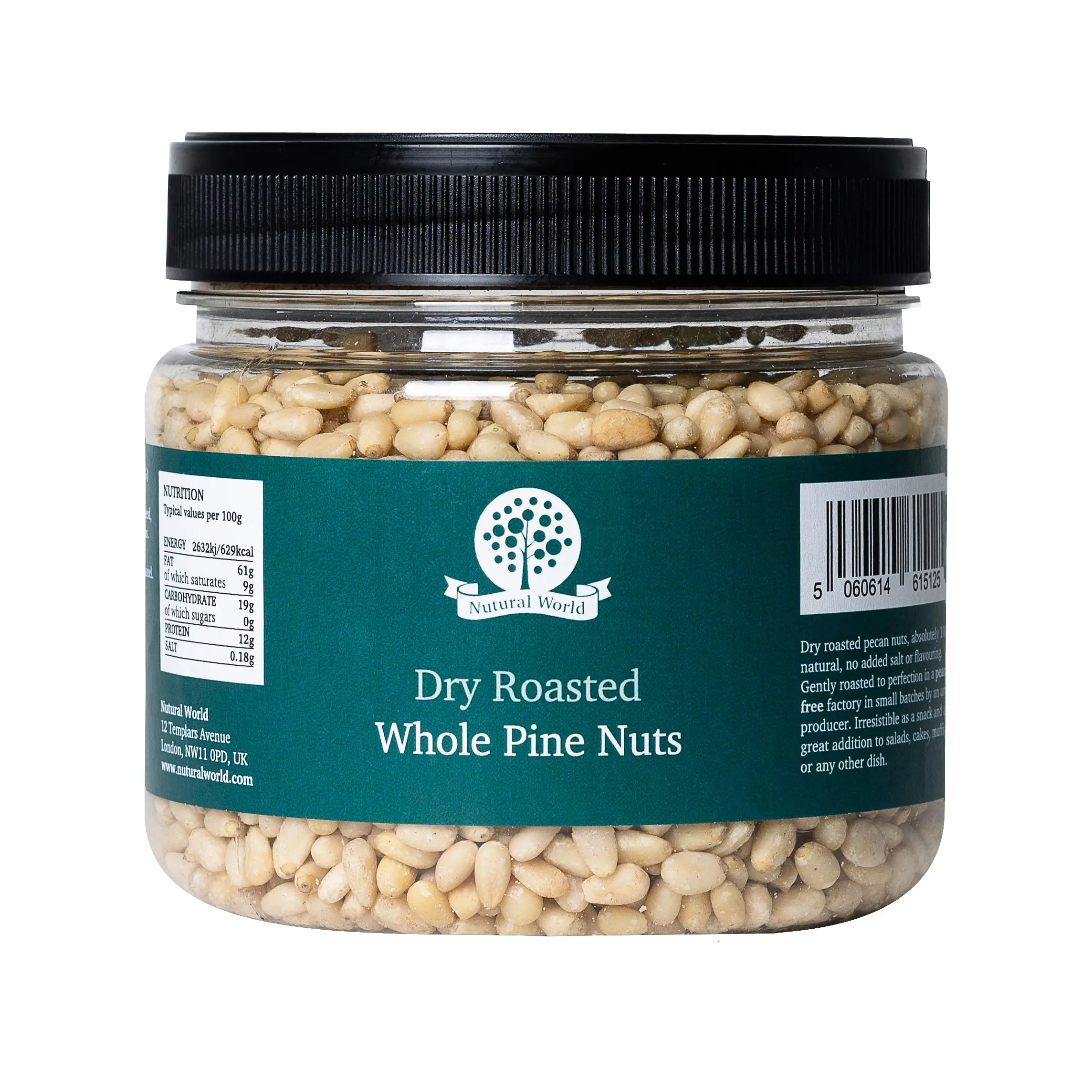 Nutural World - Dry Roasted Whole Pine Nuts - Unsalted (500g) Snack Natural