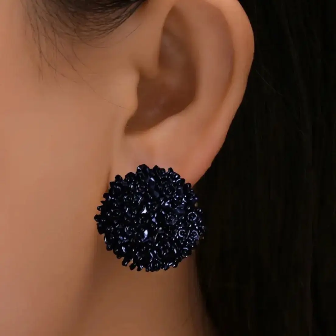 Boho Black Bead Earrings for Women - Vintage Round Rice Beard Design - Perfect for Parties, Engagements, and Birthdays