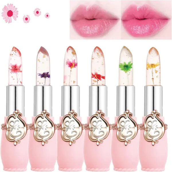 Monsters University Lipstick - Gloss Finish - Lipgloss - Clear Flower Jelly Lipstick - 6 Packs Nutritious Moisturizer Lip Balm Temperature Color Change Lipstick Matte Long Lasting Lip Gloss (Pink)