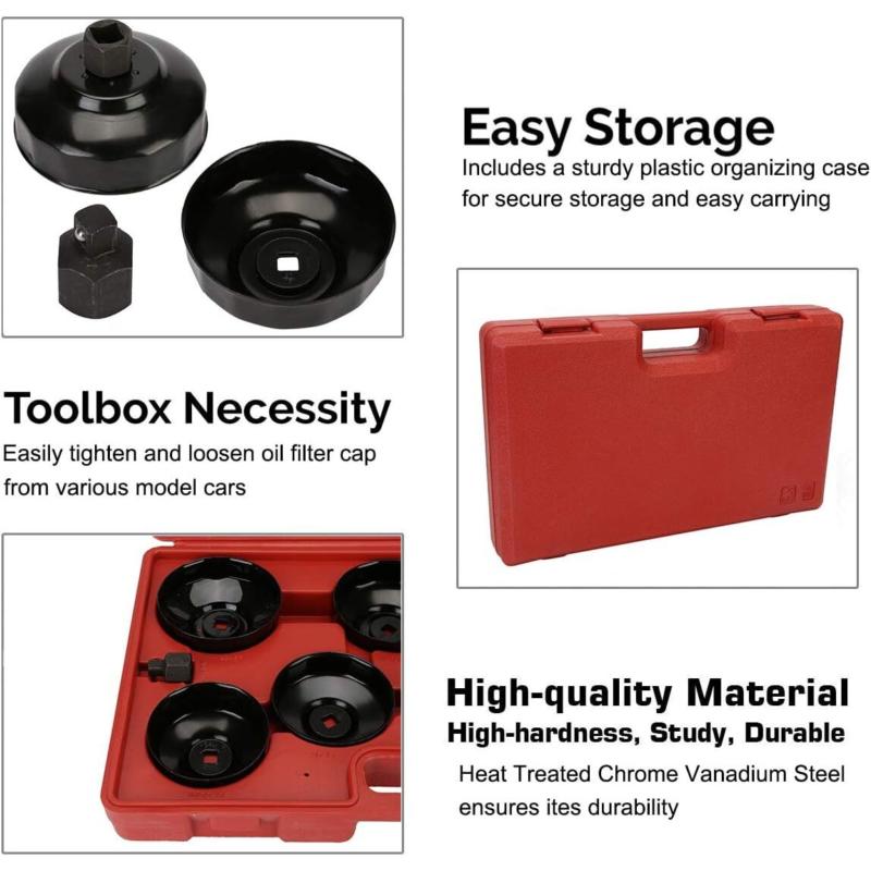 16x Oil Filter Wrench Set 1/2" to 3/8" Adaptor Cup Type Removal Tool Socket Kit 1