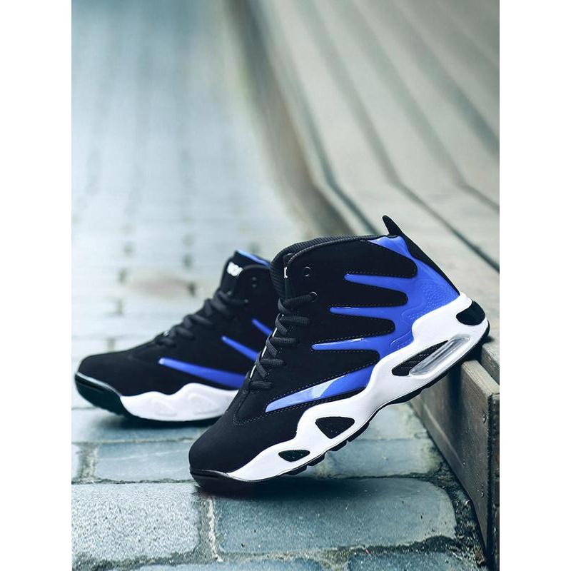 Men's 2024 New Arrival Summer Colorblock Lace Up Front Basketball Shoes, Casual Comfortable High Top Sneakers for Outdoor Sports, Running Shoes for All Seasons Bounciest Basketball Shoes,  High Top Tracks 6