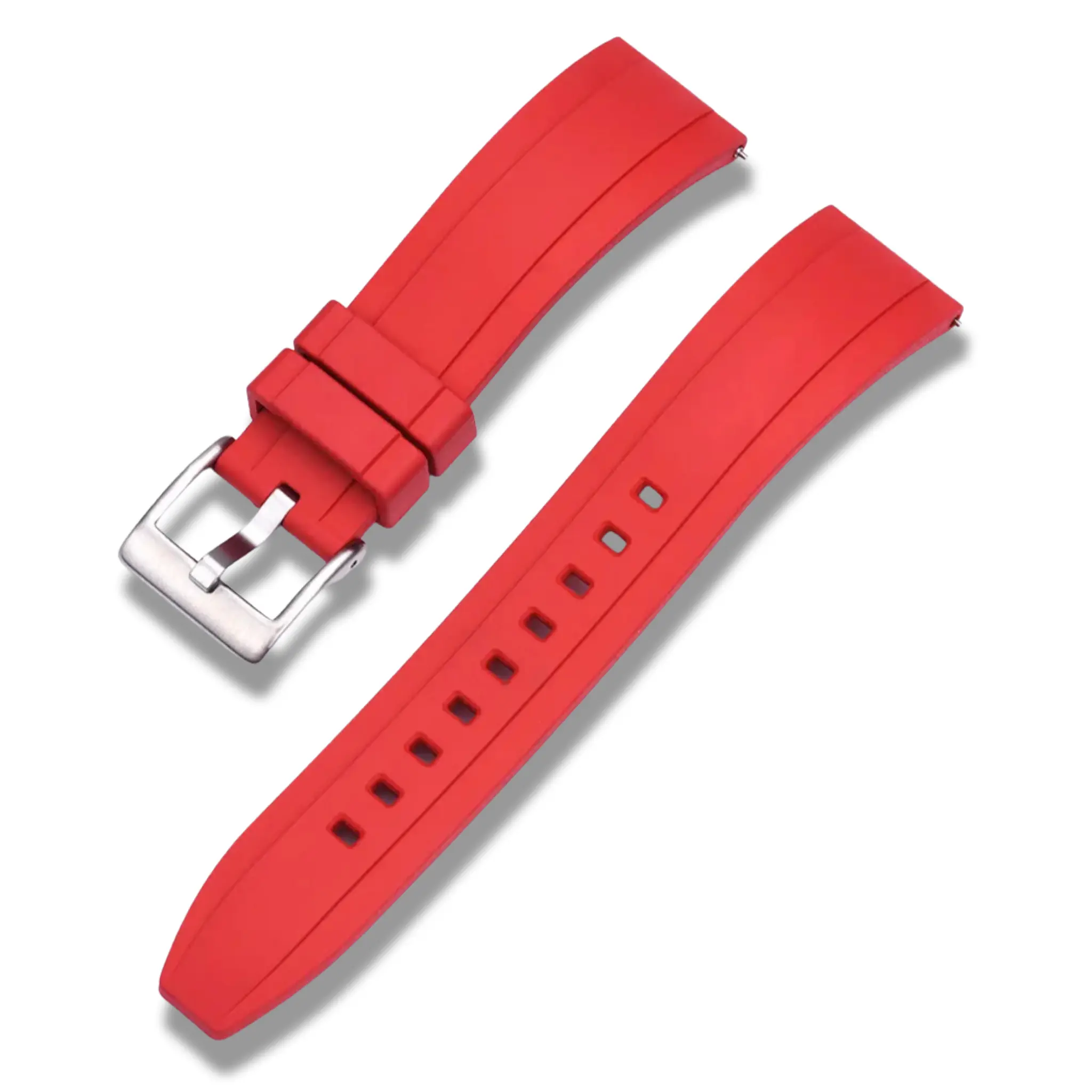 20mm Red Rubber / Silver Buckle