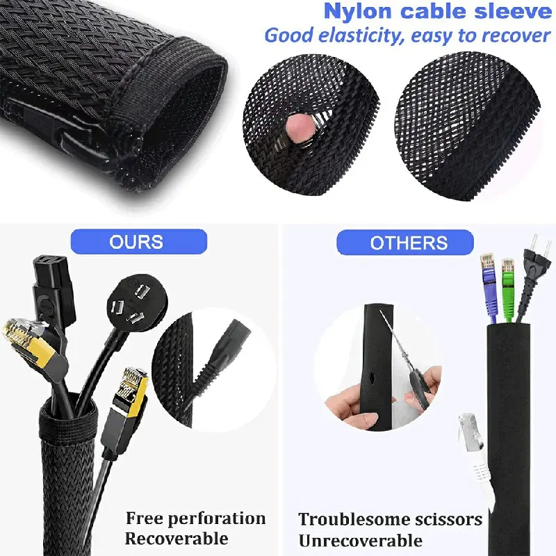 120cm Cable Tidy Zip Sleeve for PC/TV Wire Management Organisers Cable Cover Protector Protection 3