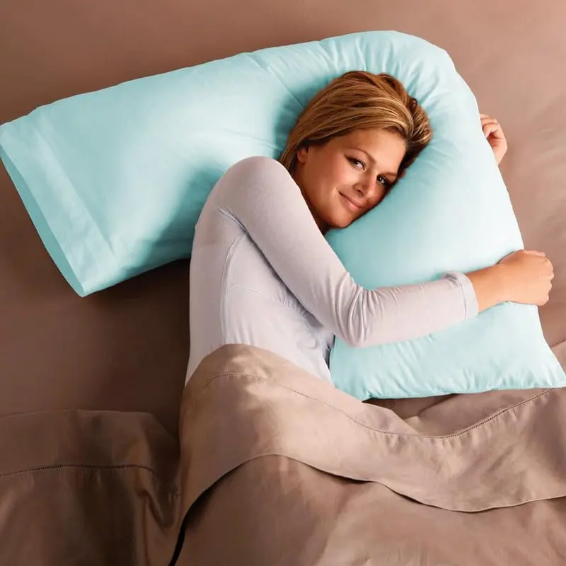 Urz Shop V Shaped Pillow  with Pillowcase –Triangle Pillow Cushion- – Extra Filled Hollow Fiber,  Soft & Comfortable Triangle Design - Extra Cushioning Support for Adults- Super Bounce Back big  mouth bed  cushion fluffy neck pillow support bicep