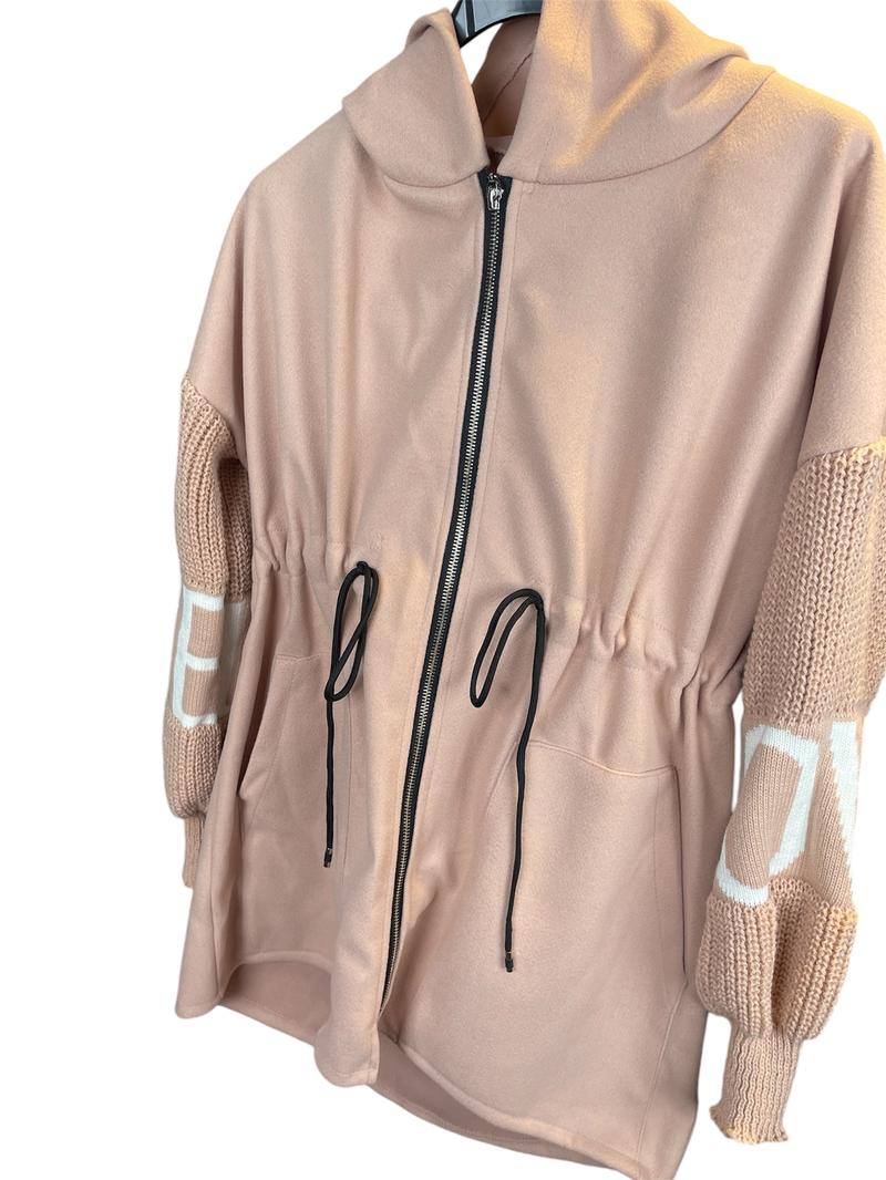 Product Introduction of Luvtoria Womens Cozy Knit Sleeve Zip-Up Jacket Love Sleeve , Uk Size 6-16, Womenswear Comfort Outerwear Comfortable 8