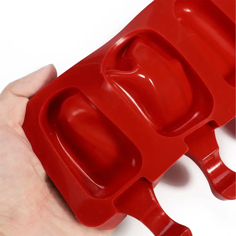 Vinsani Ice Lolly Moulds Silicone 8 Cavity Ice Cream Lolly Mould, Ice Lolly Makers with 50 Sticks, Food Grade BPA Free Ice Cream Mould for Frozen Popsicle Tray DIY Layer Ice Cream Lolly Tray - Red 5