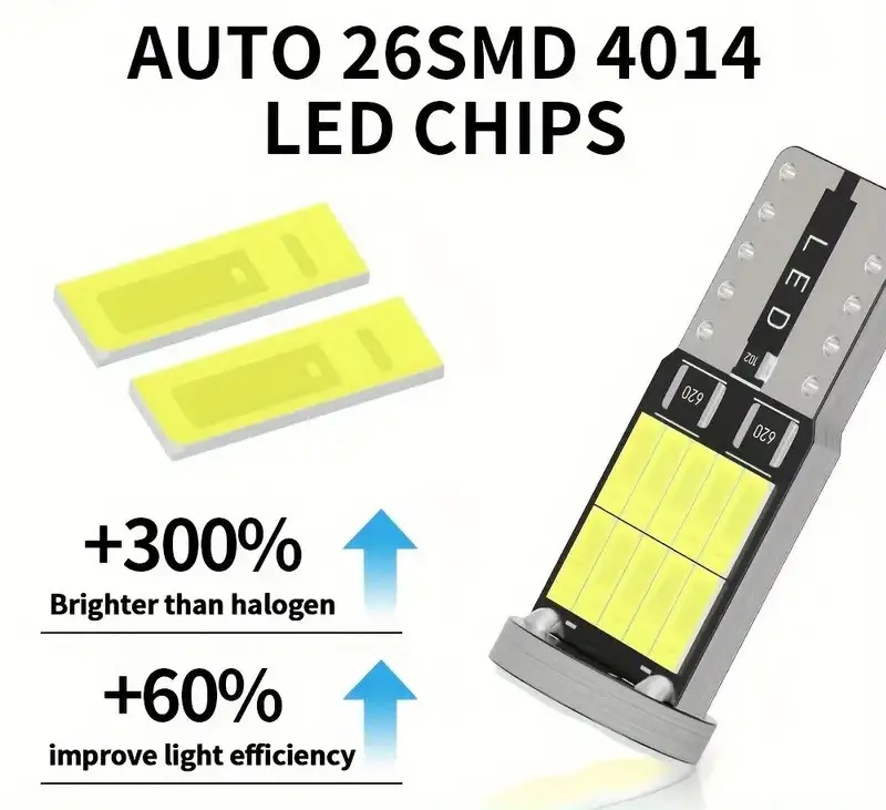 MJA ONLINE LED T10 W5W 26 SMD 4014 Chip Bulbs, Decode Error-Free for Motor Vehicle Interior, License Plate Illumination, 12V Dome Reading Lamps, Hardwired, No Battery 6