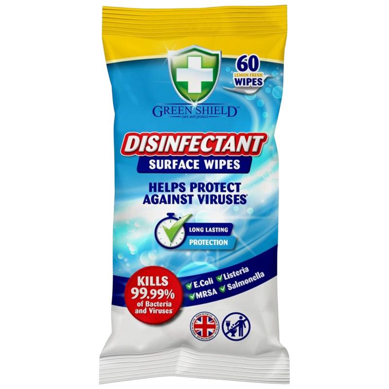 Greenshield Wipe Disinfectant S/F Lemon – Antibacterial Surface Cleaning Wipes Lemon Scented Sanitizing Wipes for Home Office Car Fast & Effective Germ Removal Multi-Purpose Cleaner for Surfaces Convenient & Resealable Pack Easy Hygienic Cleaning 1