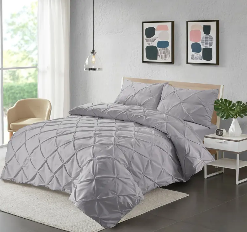 Northern Luxe ELIZA Pintuck Pleated Alford Egyptian Cotton Mix Duvet Cover Set - Single, Double, King, Super King grey anti-drop 3