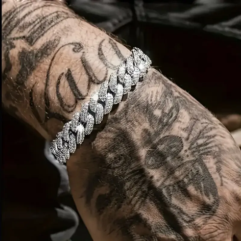Men's Hip Hop Inlaid Rhinestone Bracelet - Fashion Accessory 20CM,8MM 1