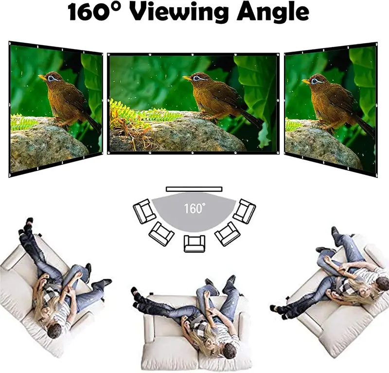 D4T 100 inch 16:9 HD Foldable Projector Screen,Anti-Crease Portable Front & Rear Projection Movies Screen for Home Theater Outdoor Indoor Classroom Training Accessories Folding 3