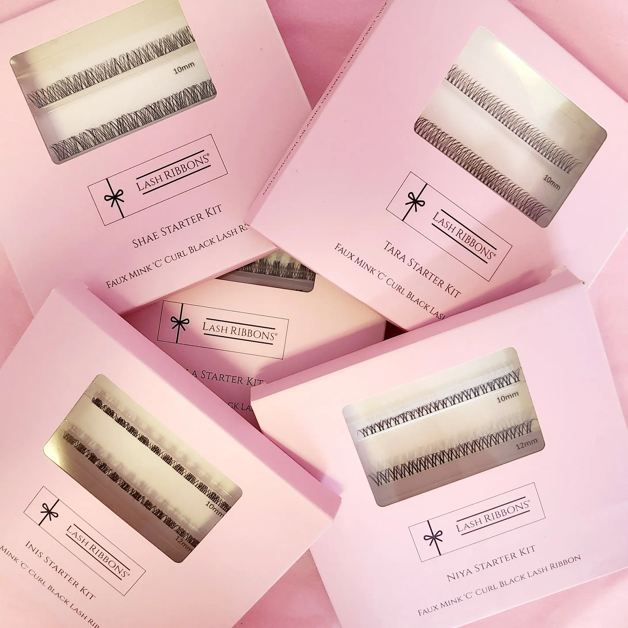 STARTER KIT 'C' CURL BLACK Boxed Half Lash Ribbons with Ultimate Bond - 8 Styles Eyelashes Lash Extensions Eyelashes Extensions Lash Extension