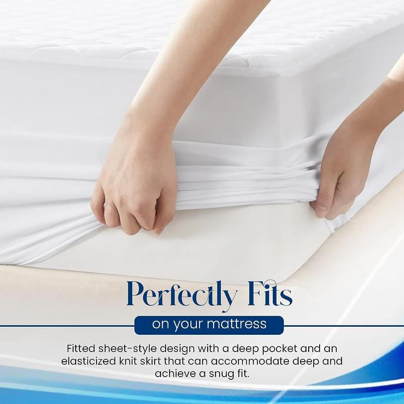 Product Introduction of Waterproof Quilted Mattress Protector, Extra Deep 30cm Fitted Stretch Skirt, Quilted Mattress Topper Cover, Machine Washable, Hypoallergenic and Breathable Mattress Cover fits snugly Single Double King Super King and High Quality 2