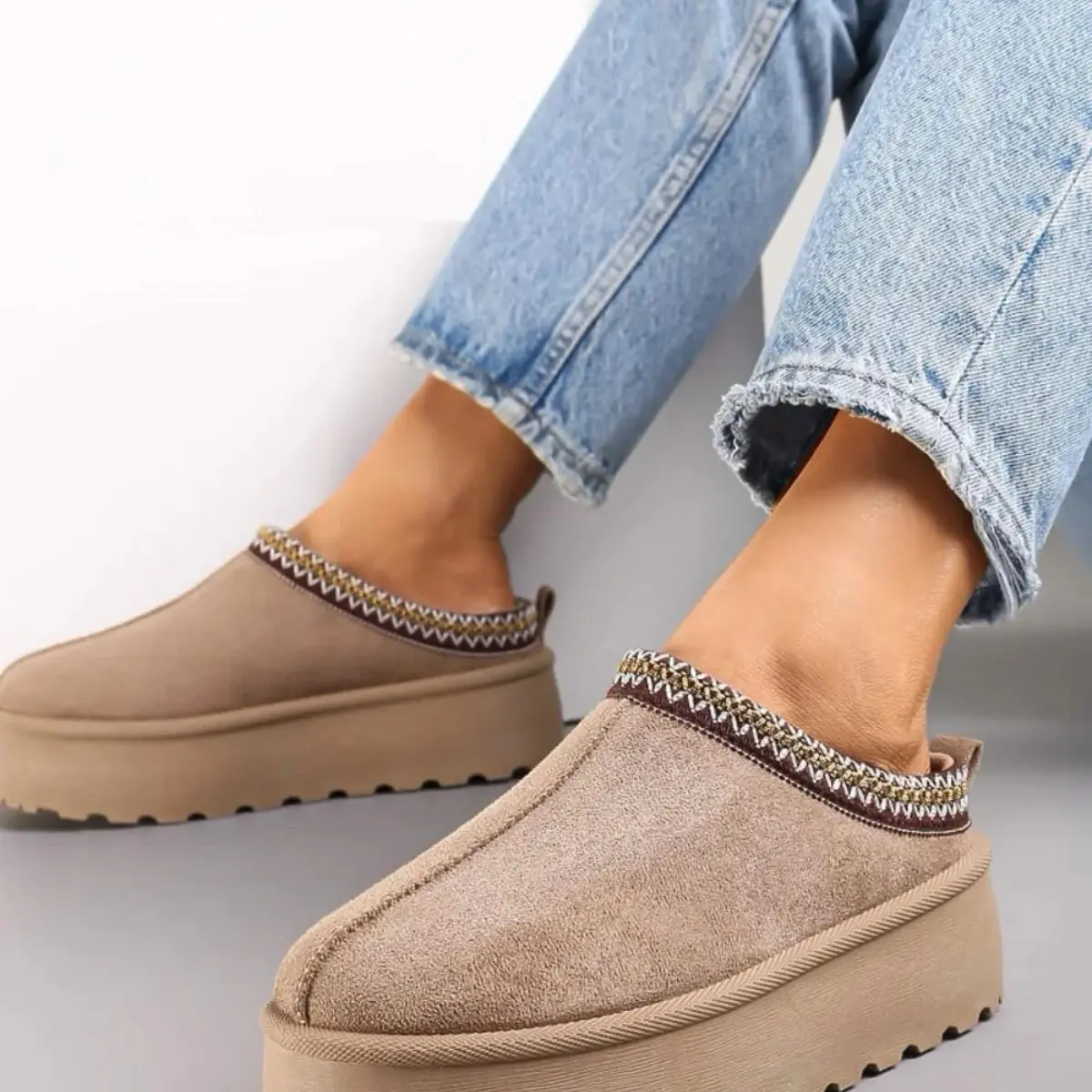 Women Flat Round Toe Faux Sued And Fur Line Mule Slippers Winter Footwear Size UK 3-8 Comfort Walking Shoes Girl Shoe Nail Active Valentine Gift For Her Valentine Gift Valentine Sale Valentine Day Shoes Suede Slide outdoor slippers Flipflop Soft Casual