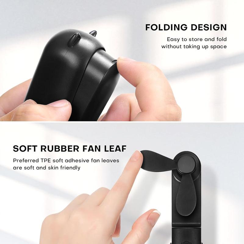 Mini Fan Handheld, 3 Speeds Rechargeable Quiet Mini Handheld Fan[9-15 Working Hours], Portable USB Small Pocket Fan, Personal Fan with Power Bank for Travel, Outdoor or Indoor All Black 5