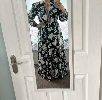 Product Review of Women's Floral Print Embroidered Trim Bishop Sleeve Notch Neck A-line Long Dress, Dresses for Women, Boho Spring & Fall Summer, Maxi Dresses for Vacation, Holiday Dresses, Belleza Fits, Womenswear from P**n 0