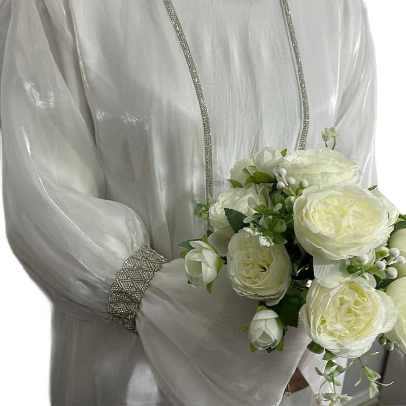 White Abaya with undergarment and scarf 3
