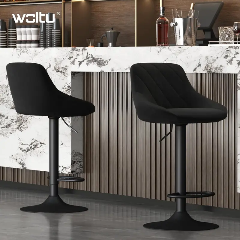 WOLTU Bar Stool Bar Chair Breakfast Dining Stool Chair for Kitchen Island Counter Velvet Exterior, Adjustable Swivel Gas Lift, Steel Footrest & Base, BH219sz-1 7