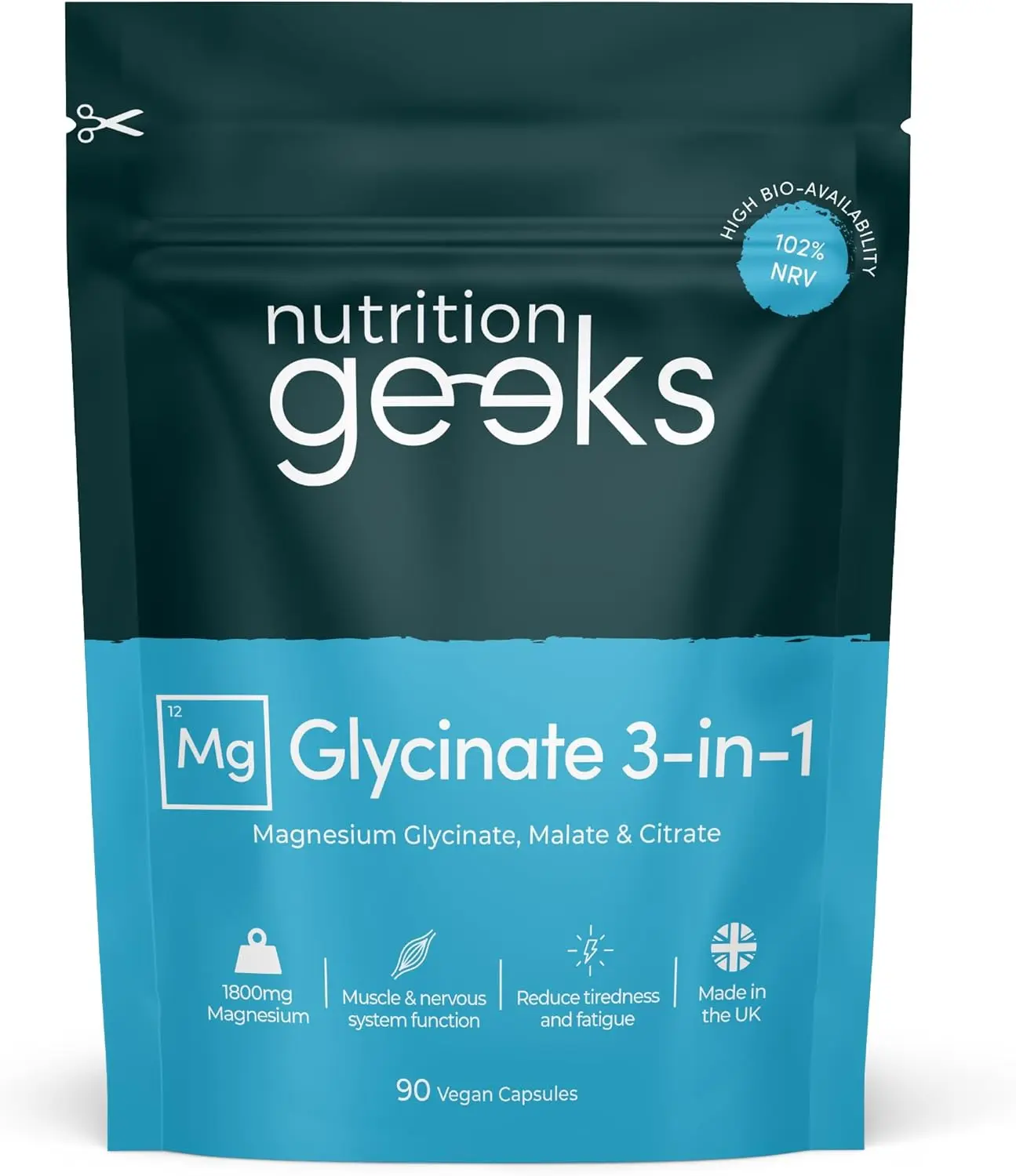 Magnesium Glycinate 3-in-1 Complex - 1800mg Supplements as Bisglycinate, Citrate & Malate 90 Vegan Capsules, Triple High Absorption 384mg Elemental, UK Made magnesium  glycinate  3  1 guanfacine  natural  supplement Fitness Vitamin Edible Bathroom Default