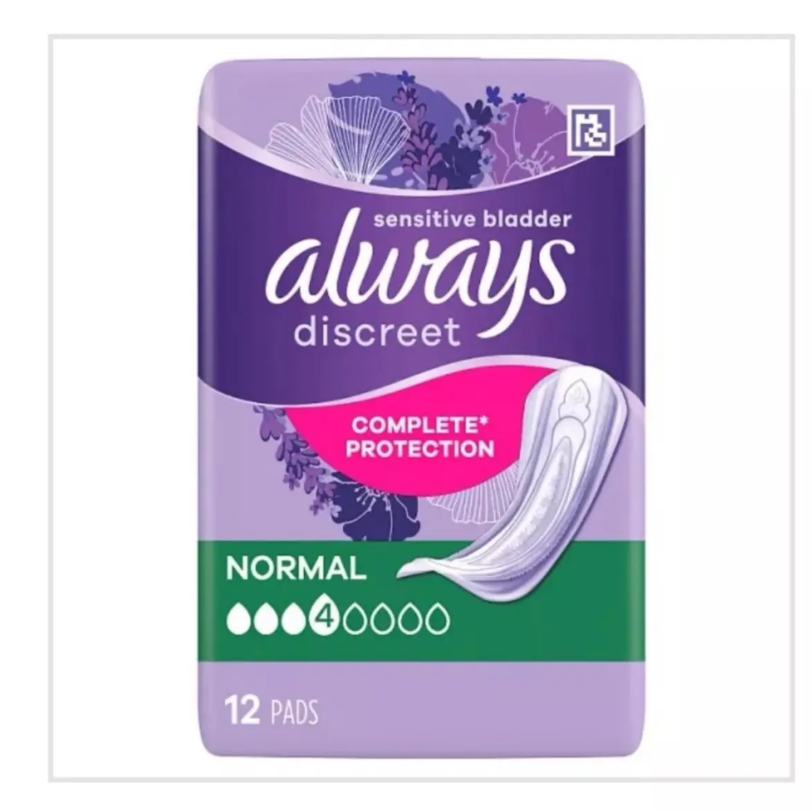Always discreet incontinence pads Normal pack of 12 x 2  (24 pads ) Comfort women’s pads bladder leak guards Gentle softcare pad and tampons