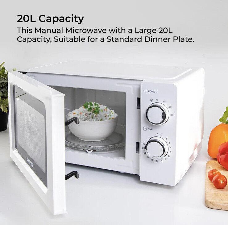 Geepas Microwave 20L Solo Freestanding 5 Power Levels & Defrost Powerful White NEW 3
