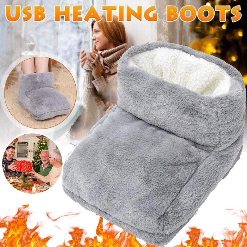 Winter USB Warmer Foot Shoe Plush Electric Slipper Feet Heated Washable Hot Warm 1