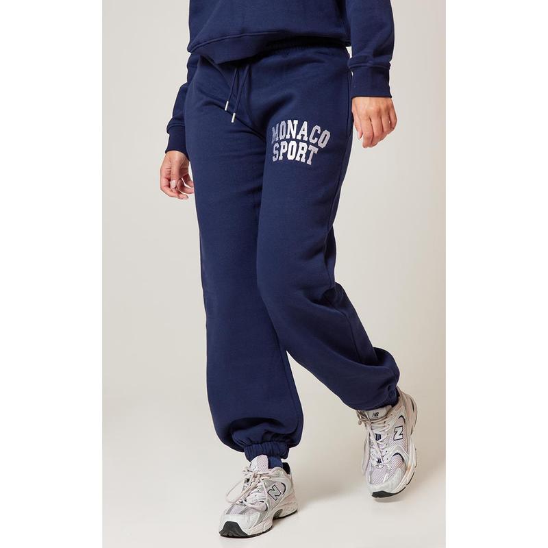 Navy Monaco Sports Embroidered Cuffed Joggers 1