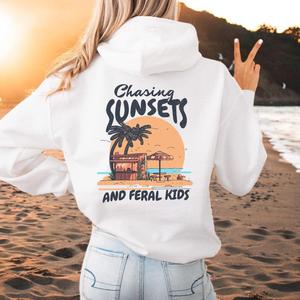 Chasing Sunsets & Feral Kids Back Hoodie
