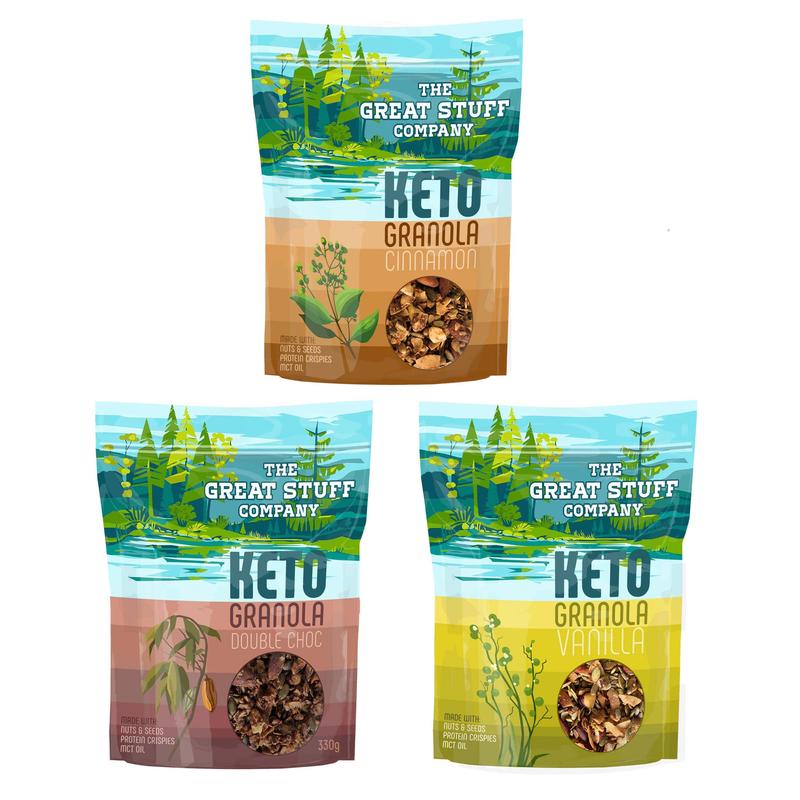 Keto Granola with MCT oil and Protein Crispies - Mixed Flavours - 3 x 330g bags 0