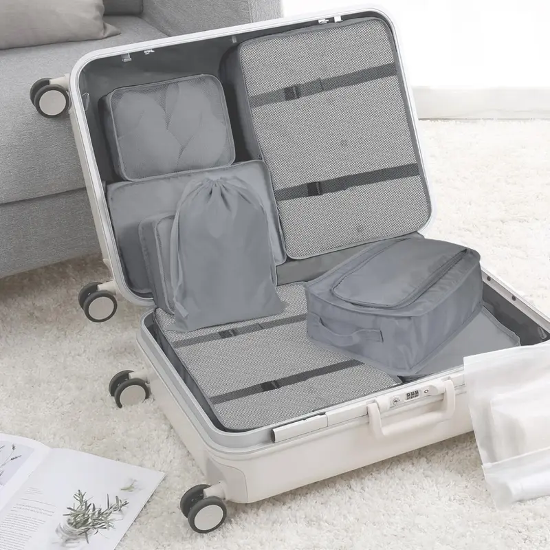 Travel Compression Suitcase Bag with 8 Pcs Luggage Storage Organisers: Packing Cubes 1
