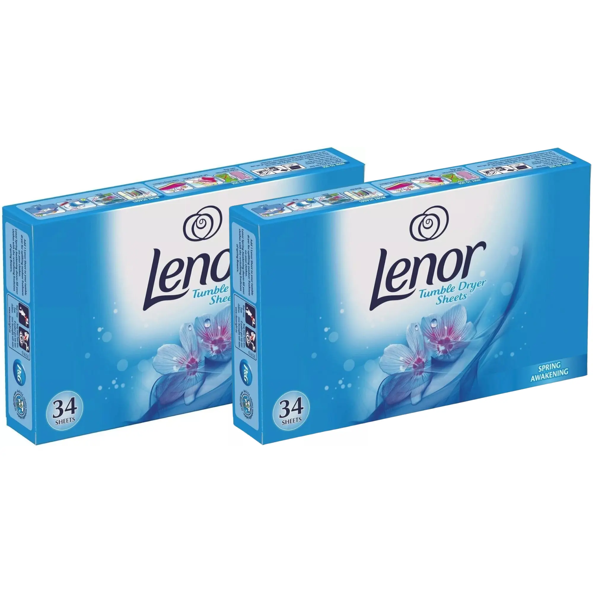 Lenor Tumble Dryer Fabric Conditioner Sheets Spring Awakening, Pack of 2 x 34 Sheets Fragrance Household