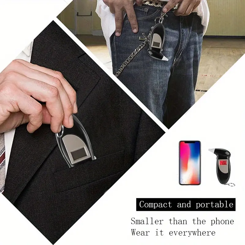 Digital Breath Alcohol Tester, Portable Breathalyzer with LCD Display, Universal Fit, High-Accuracy BAC Detector, Quick Response Alcohol Meter - Plastic, Keychain Included (Batteries Not Included) 5