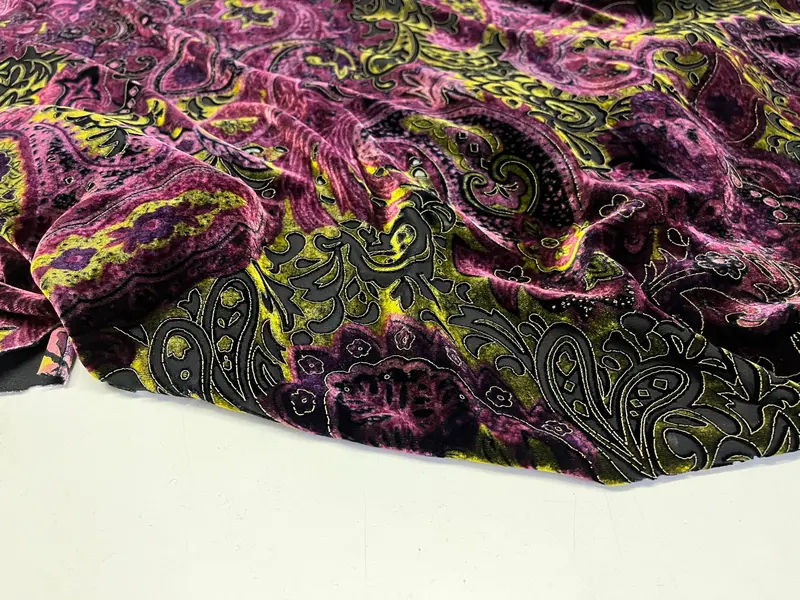 NEW High Class Paisley Viscose Silk Velvet Devore Fabric (See Description) 1