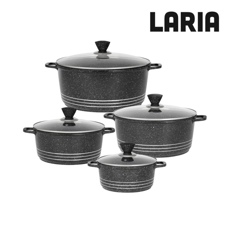 4 Piece Premium Laria Non Stick Cooking Pot Set High Quality Any Hob Cookware 4