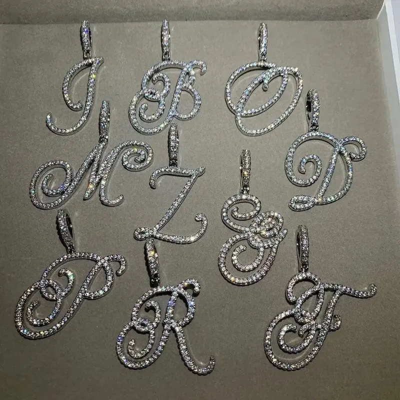 Initial Letters with chain stainless steel gold and silver plated 1
