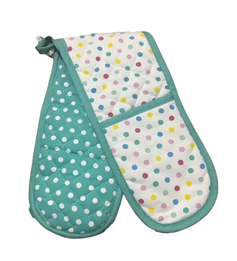 Double Oven Glove Cotton Insulated Kitchen Mitts Heat Resistant Pot Holder Stylish Quilted Design Bakeware 5