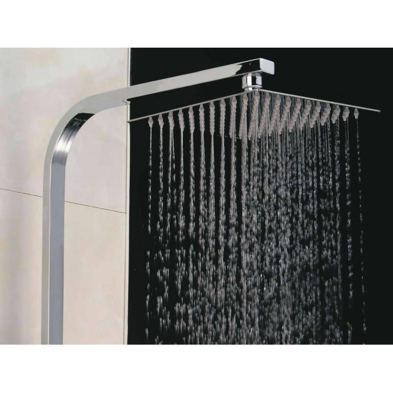 Large Waterfall Chrome Square Dual Shower Head Riser Rail Luxury Bathroom Set 6