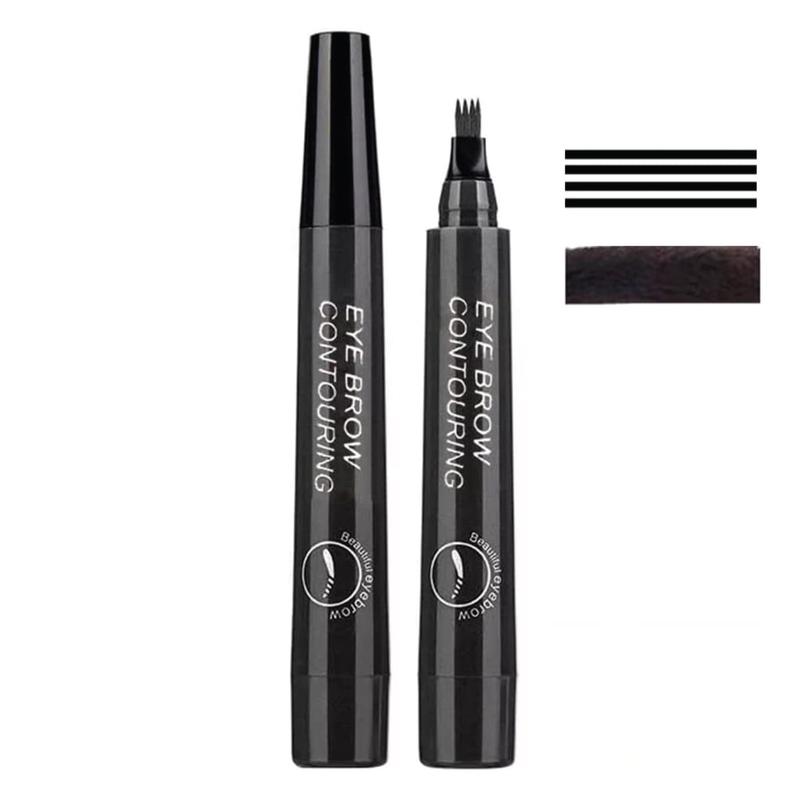 Professional Eyebrow Pen, 4-fork Liquid Eyebrow Pen, Waterproof, Smudgeproof, Long-lasting and Easy to Shape Eyebrows, Eye Brow Pencil, High Pigmented Brow Shading Filling Styling Pen, Easy to Apply, Daily Cosmetic 0