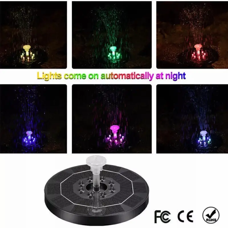 Solar Powered Fountain Water Feature Pump 16CM Garden Pool Pond Aquarium 8LED UK 7