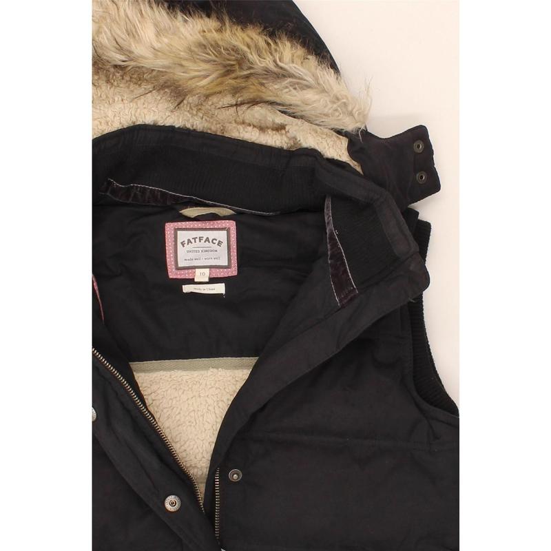 Pre-Owned Vintage FAT FACE Womens Loose Fit Hooded Padded Gilet UK 10 Small Navy Blue 3