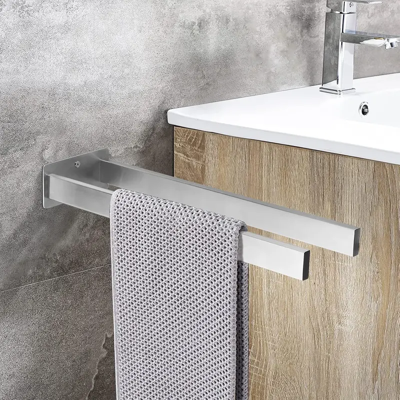 JiGiU Towel Rail Dual Towel Bars 38cm Hand Towel Holder Wall Mounted Towel Rack 304 Stainless Steel Towel Storage Double Poles Design Towel Ring for Bathroom Washroom Kitchen 1