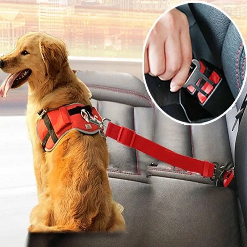 Adjustable Pet Car Seat Belt – Safety Harness Lead for Dogs & Cats